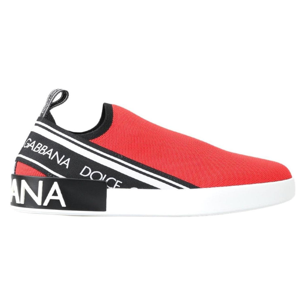Dolce & Gabbana Red White Flat Sneakers Loafers Shoes MV5061- 40