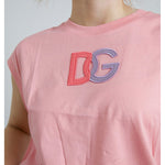 Dolce & Gabbana Pink Cotton DG Logo Crew Neck Tank T-shirt TSH83149-36