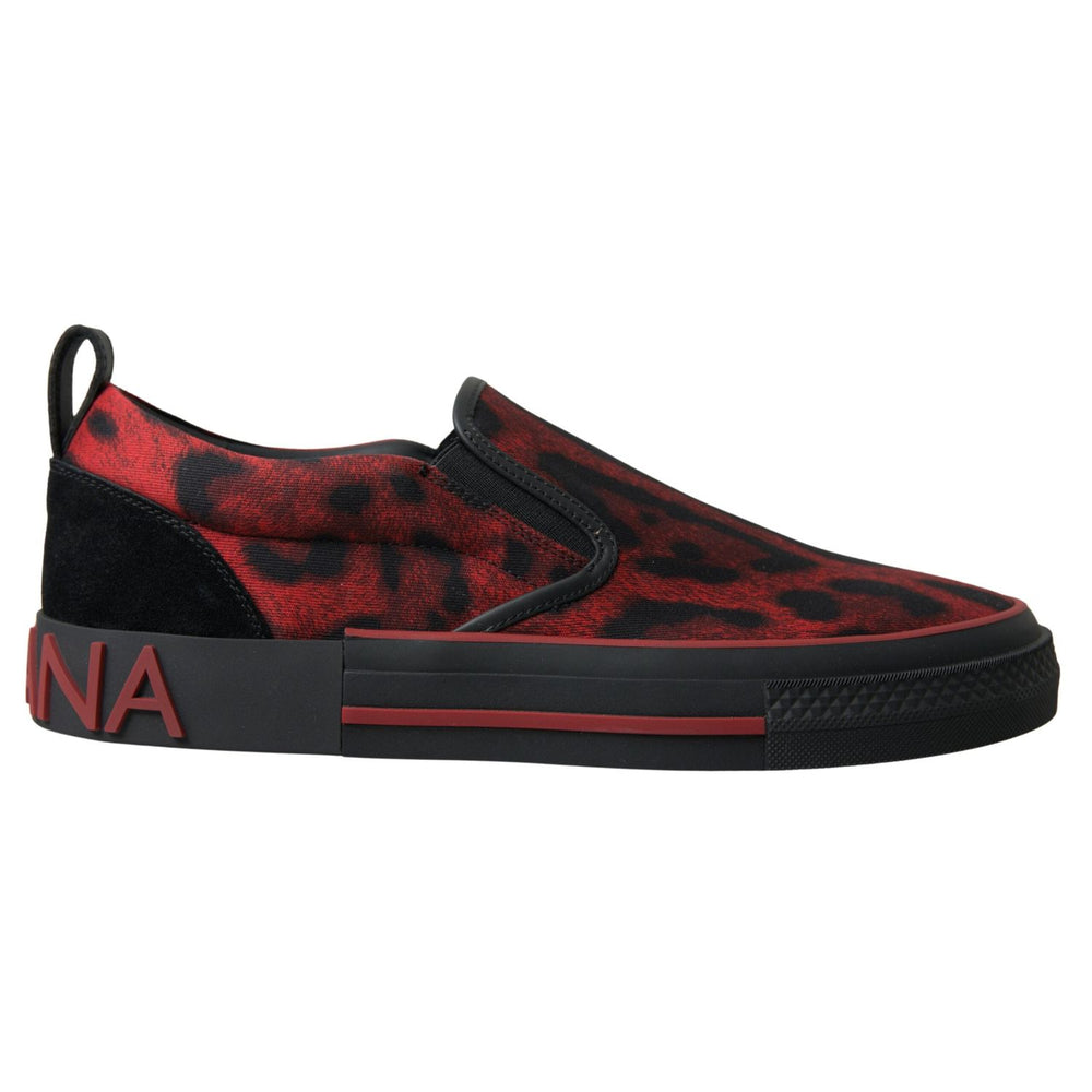 Dolce & Gabbana Red Black Leopard Loafers Sneakers Shoes MV5090-39