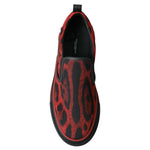 Dolce & Gabbana Red Black Leopard Loafers Sneakers Shoes MV5090-39
