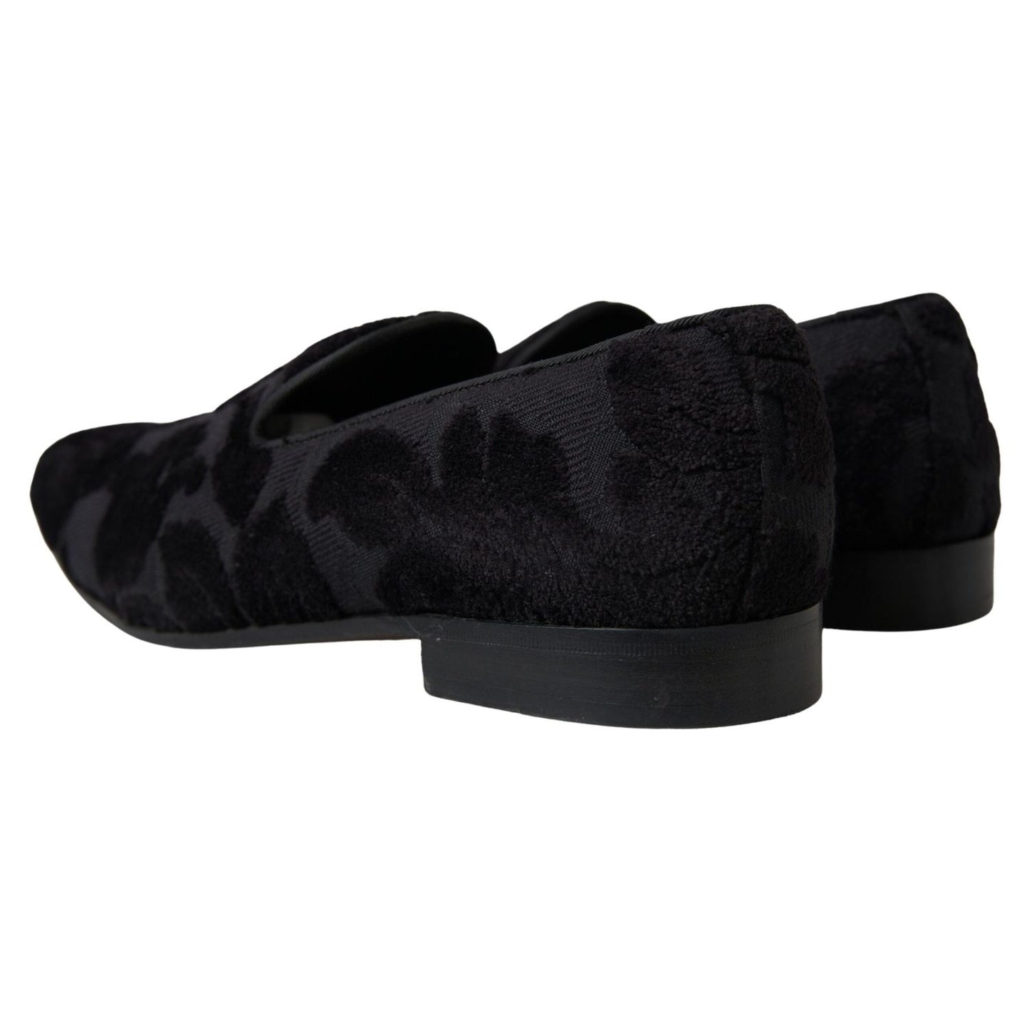 Dolce & Gabbana Black Brocade Loafers Formal Shoes MV5114-44