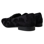 Dolce & Gabbana Black Brocade Loafers Formal Shoes MV5114-44