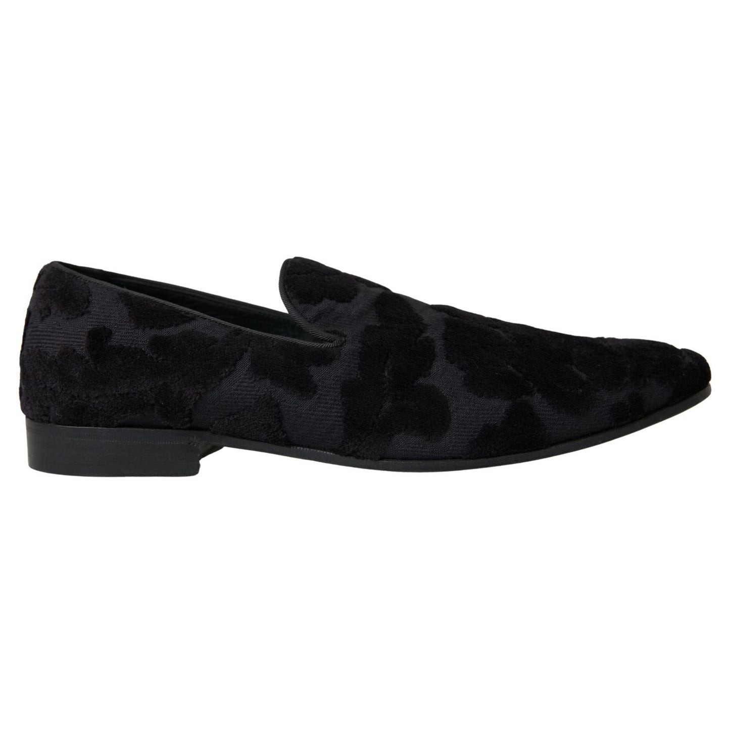 Dolce & Gabbana Black Brocade Loafers Formal Shoes MV5114-44
