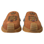 Dolce & Gabbana Brown Suede Crown Logo NS1 Slides Sandals MV5082-39