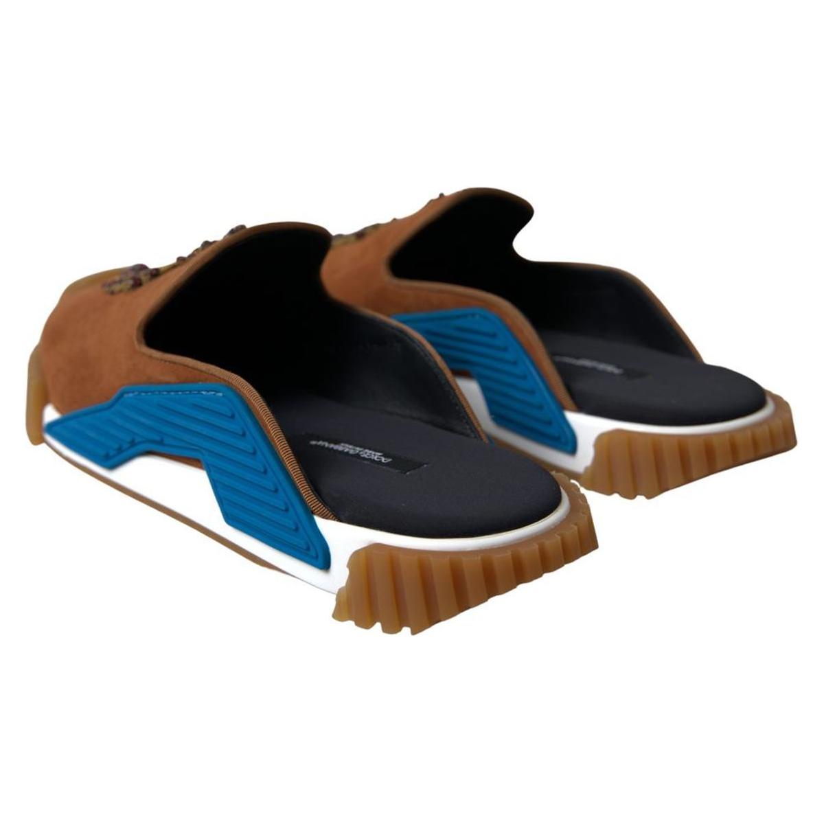 Dolce & Gabbana Brown Suede Crown Logo NS1 Slides Sandals MV5082-39