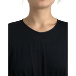 Dolce & Gabbana Black Wool Wrap Sheath Midi Gown Dress DR28895-44