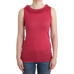 John Galliano Elegant Pink Sleeveless Wool Knit Top John Galliano Maroon