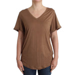 John Galliano Elegant Short-Sleeved Brown Rayon Top John Galliano Sienna