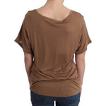 John Galliano Elegant Short-Sleeved Brown Rayon Top John Galliano Dark Olive Green