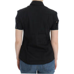 John Galliano Elegant Black Cotton Stretch Shortsleeve Blouse John Galliano Black