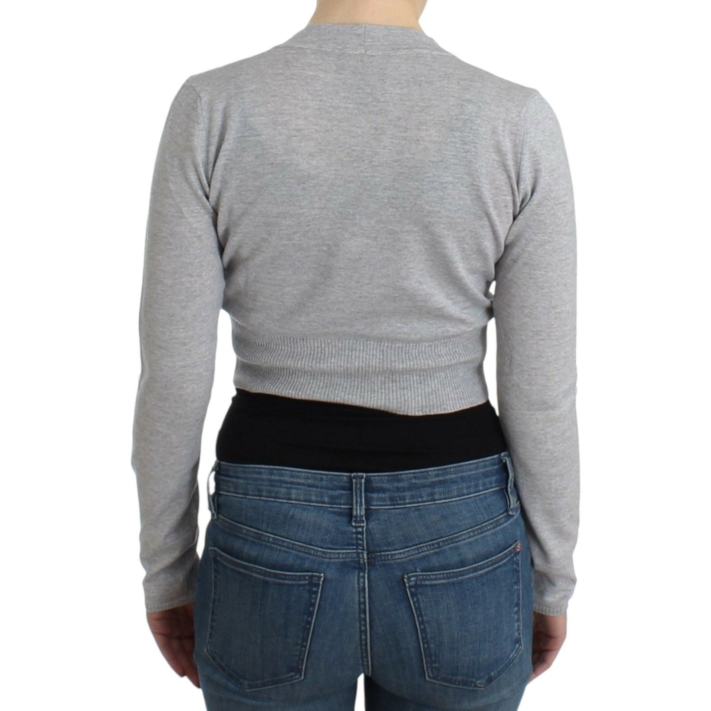 Cavalli Gray cropped wool cardigan SIG11851-3