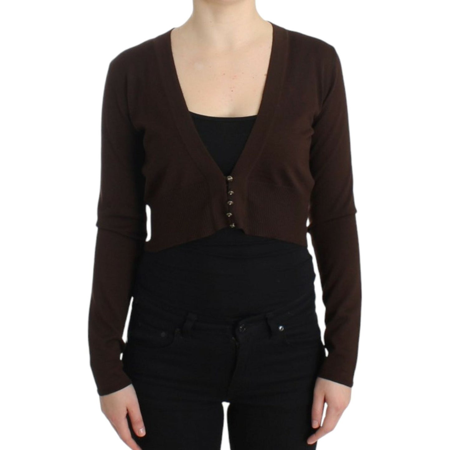 Cavalli Brown cropped wool cardigan SIG11622-3