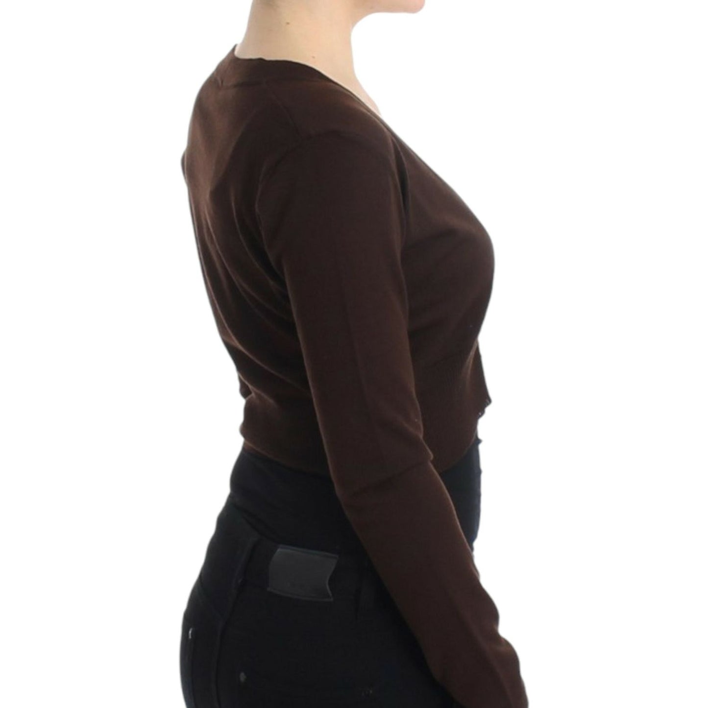Cavalli Brown cropped wool cardigan SIG11622-3