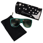 Dolce & Gabbana Green Stars Acetate Square Shades Sunglasses GLA1162