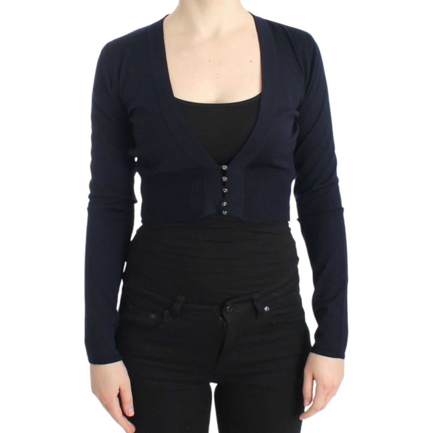 Cavalli Blue cropped wool cardigan SIG11623-2