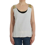 Costume National Elegant Monochrome Sleeveless Top with Gold Accents Costume National Gray