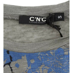 Costume National Chic Sleeveless Gray Top with Blue Detailing Costume National Slate Gray