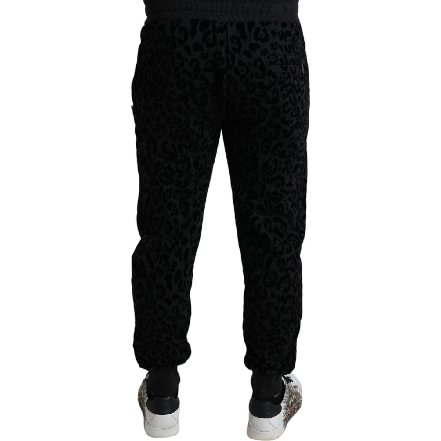 Dolce & Gabbana Black Leopard Cotton Slim Fit Jogger Pants PAN74988-50