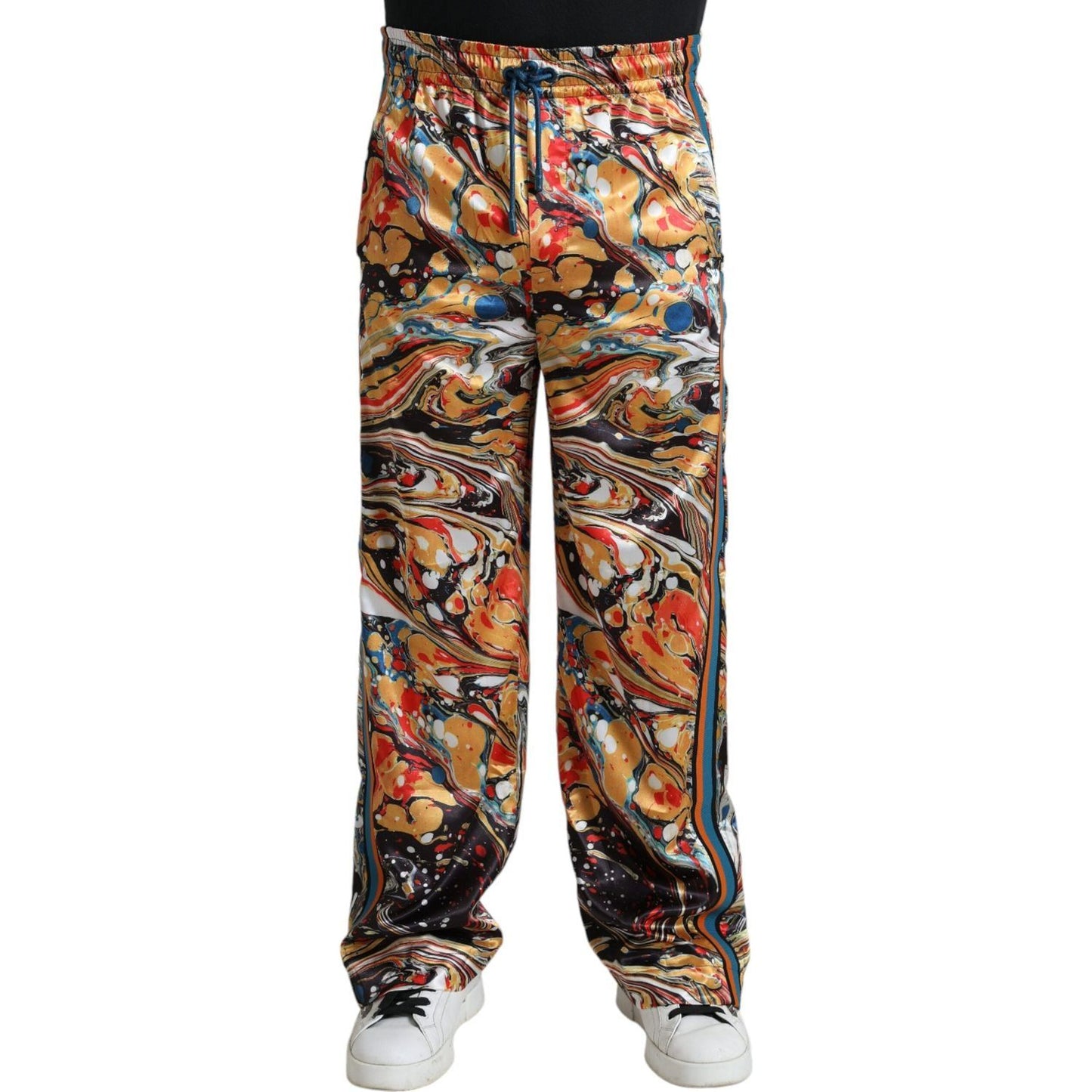 Dolce & Gabbana Multicolor Marble Print Satin Pants PAN74867-46