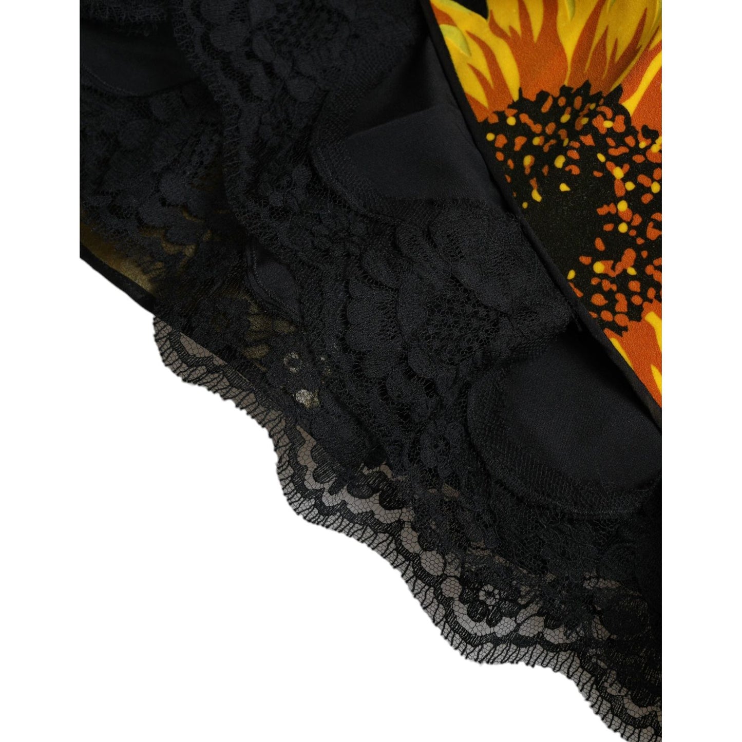 Dolce & Gabbana Black Sunflower Print Nylon A-line Midi Dress DR28941-42