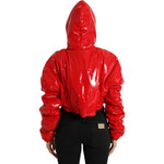 Dolce & Gabbana Shiny Red Hooded Cropped Short Coat Jacket JKT3707-40