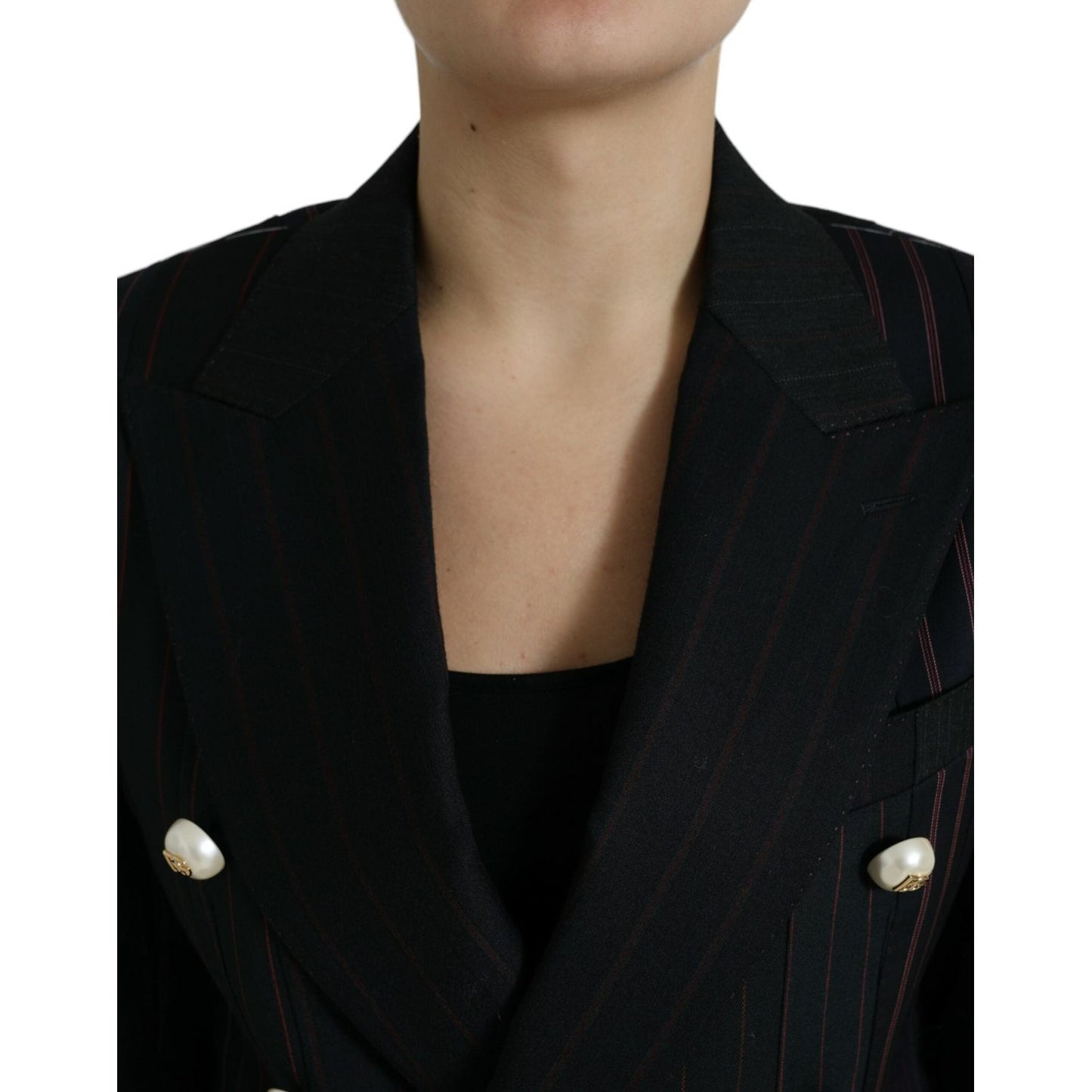 Dolce & Gabbana Black Striped SICILIA Double Breasted Jacket JKT3730-44
