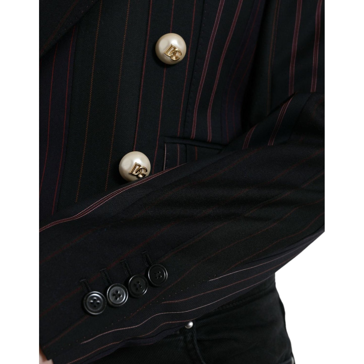 Dolce & Gabbana Black Striped SICILIA Double Breasted Jacket JKT3730-44
