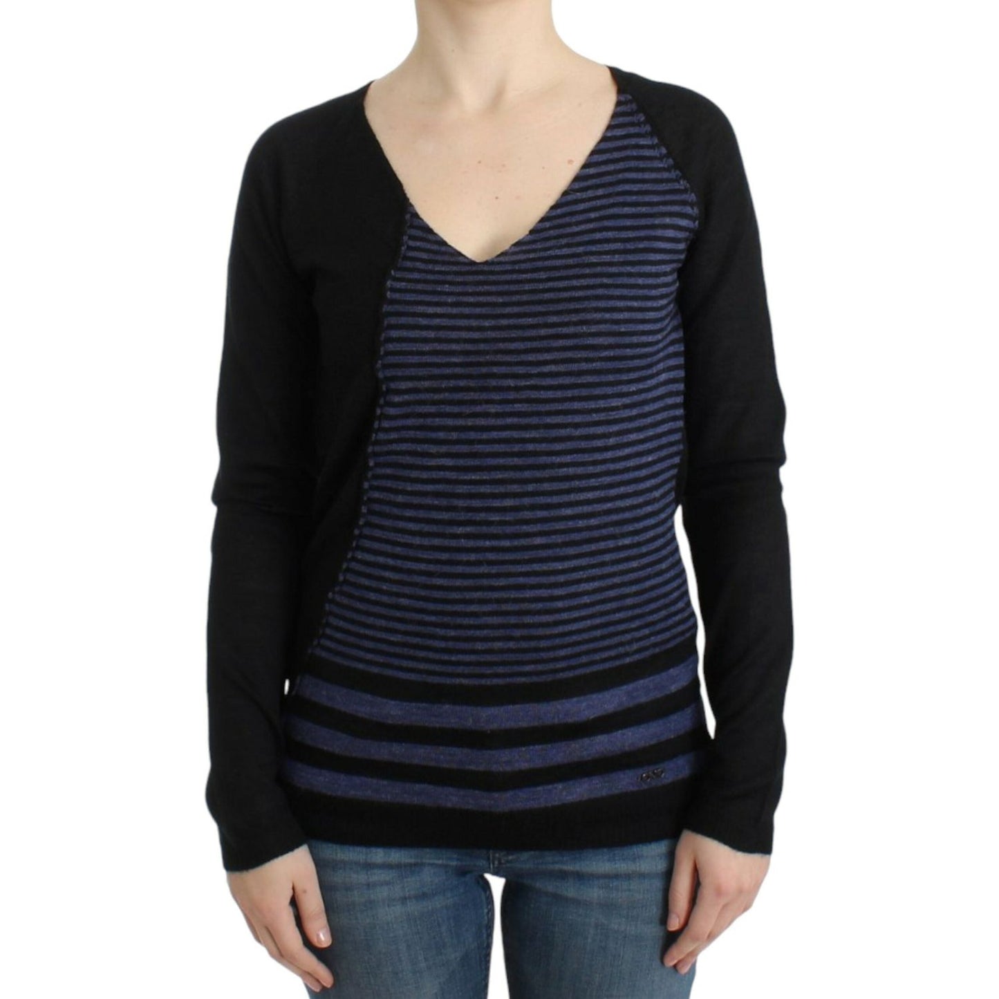 Costume National Black striped V-neck sweater SIG12050-2