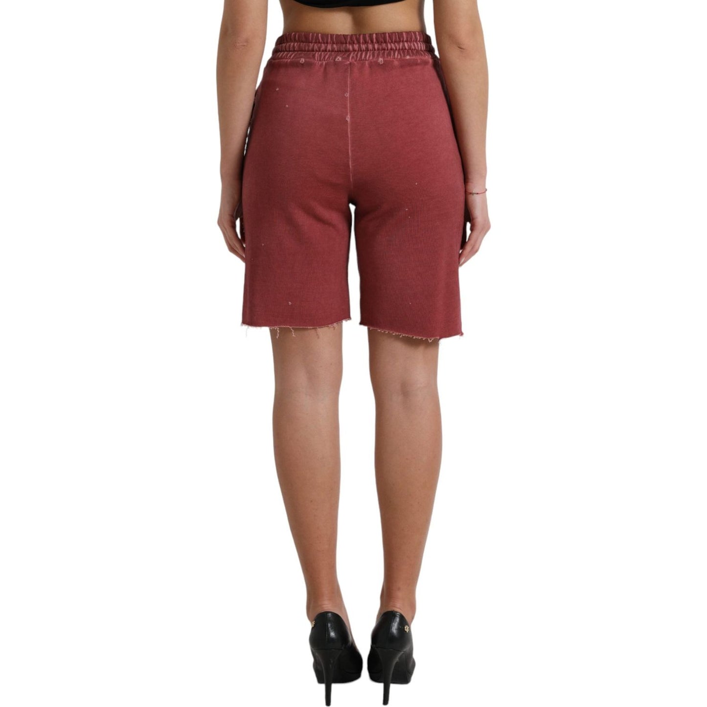 Dolce & Gabbana Maroon Cotton High Waist Sweatshorts Shorts PAN74899-40