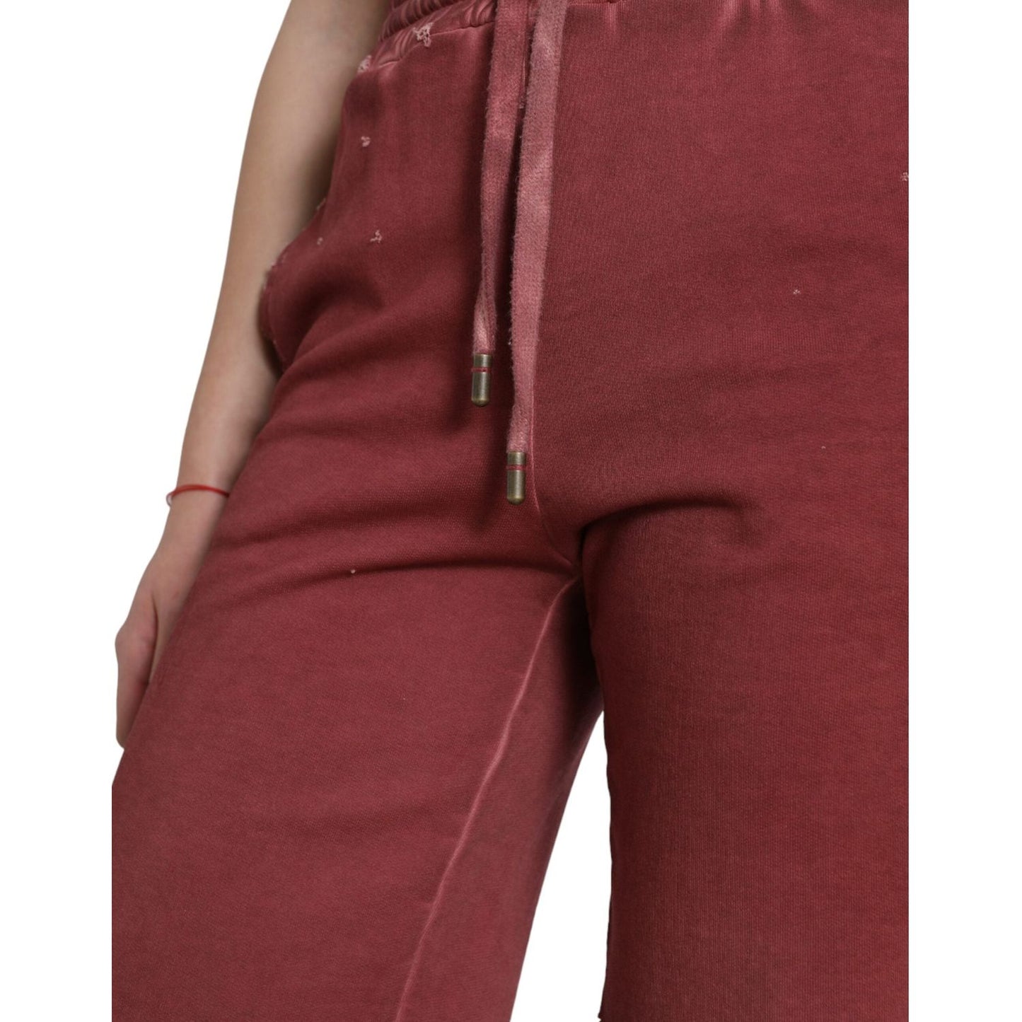 Dolce & Gabbana Maroon Cotton High Waist Sweatshorts Shorts PAN74899-40
