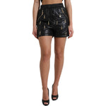 Dolce & Gabbana Black Embellished High Waist Hot Pants Shorts PAN74907-40