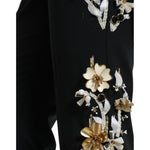 Dolce & Gabbana Black Floral Applique High Waist Tapered Pants PAN74947-40