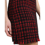 Dolce & Gabbana Black Red Cotton High Waist Tartan Tweed Mini Skirt SKI1956-40