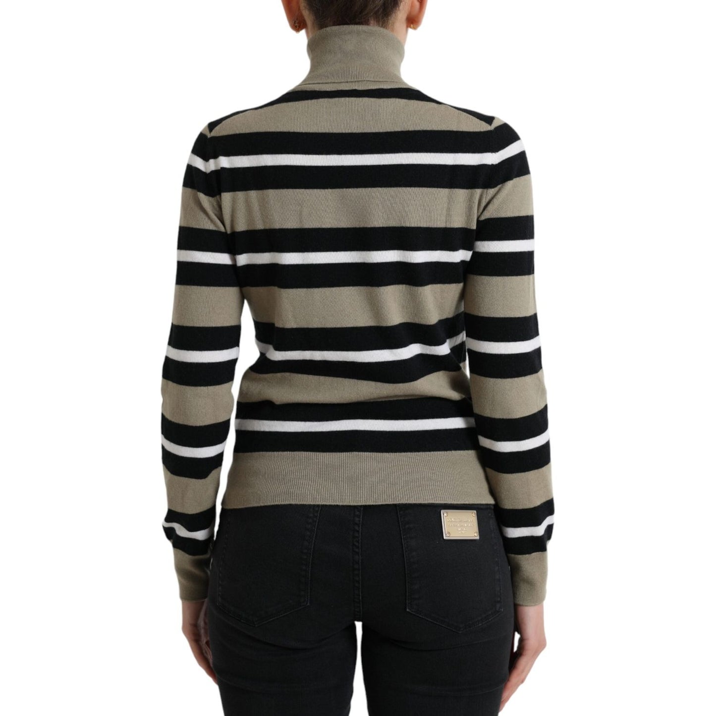 Dolce & Gabbana Multicolor Stripes Logo Turtle Neck Pullover Sweater TSH84230-40