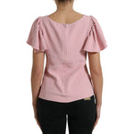 Dolce & Gabbana Pink Short Sleeves Round Neck Blouse Top TSH84315-44