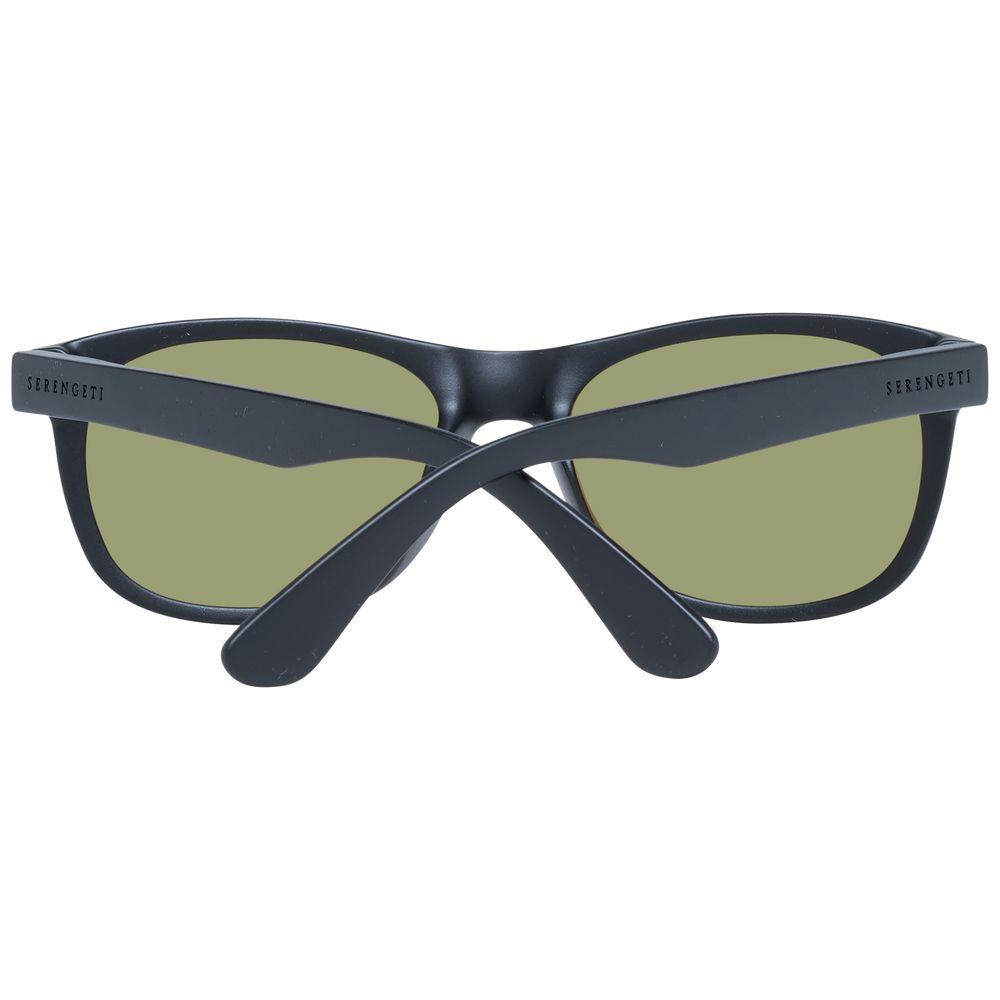 Back view of Serengeti Black Unisex Sunglasses with mirrored brown lenses and photochromatic effect, featuring a full-rim and spring hinge.