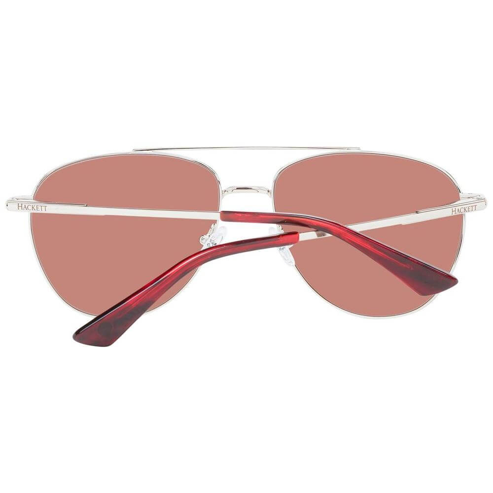Hackett Gold Men Sunglasses with gold stainless steel frame and brown plastic lenses in aviator style, full-rim, size 56-15-140.