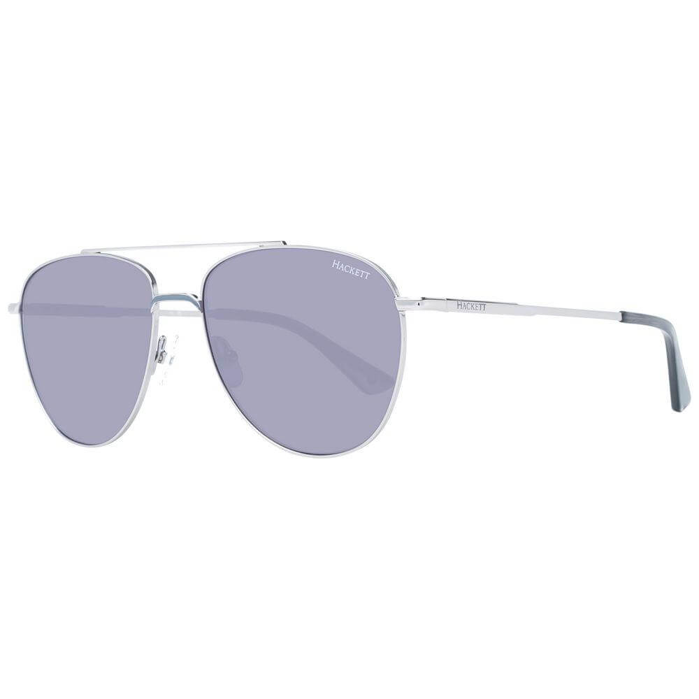 Hackett gray men's aviator sunglasses with stainless steel frame and plastic lenses offering 100% UVA & UVB protection.
