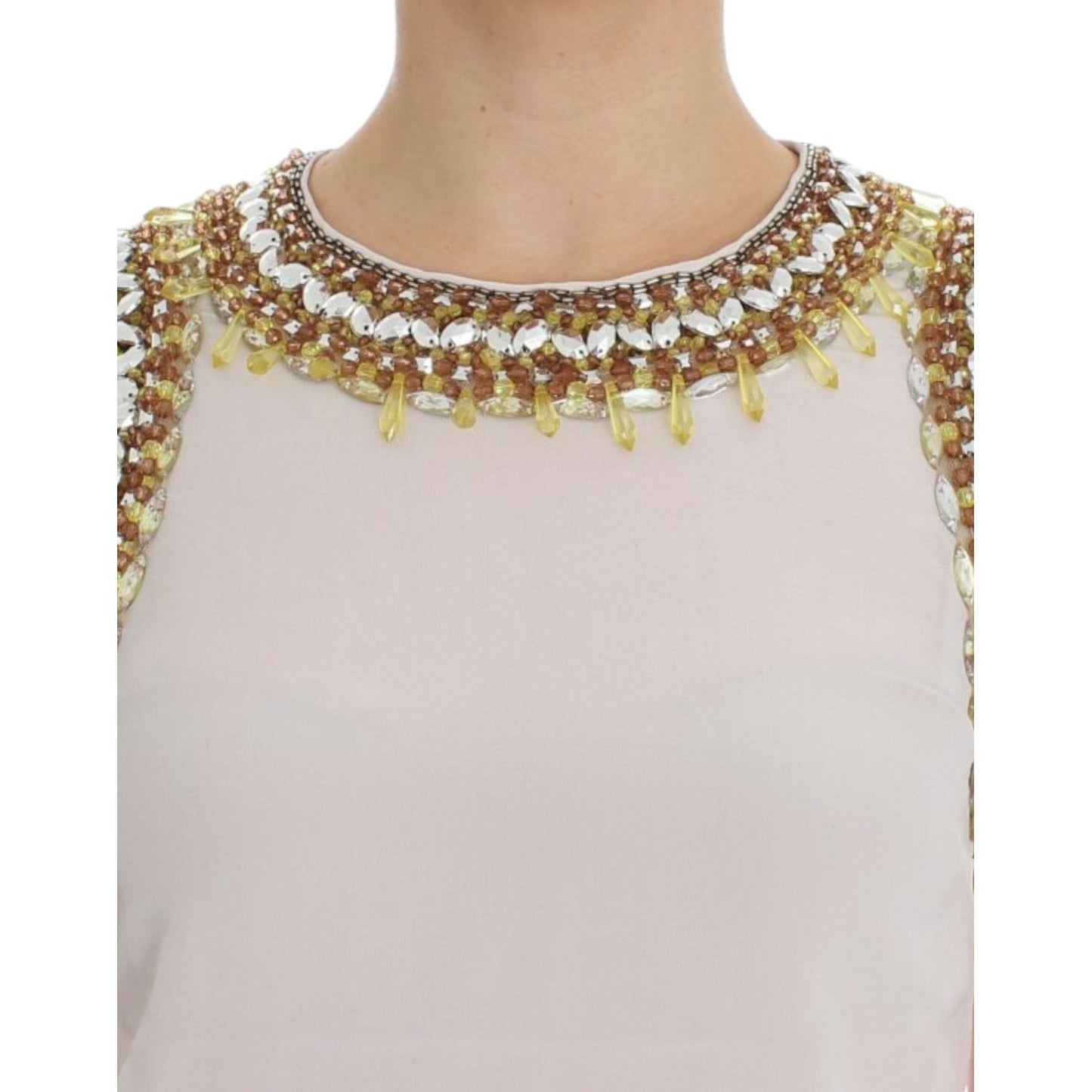 Dolce & Gabbana White crystal embellished tank top SIG13303-1