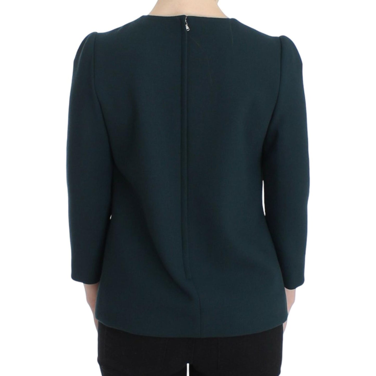 Dolce & Gabbana Green 3/4 sleeve wool blouse SIG13210-1
