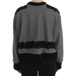 Dolce & Gabbana Gray Black Lace Wool Cashmere Sweater SIG13181-1