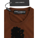 Dolce & Gabbana Brown Wool Black Lace Vest Sweater Top SIG13245-1