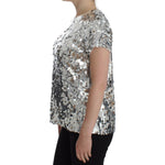 Dolce & Gabbana Silver Sequined Crewneck Blouse T-shirt Top SIG13202-2