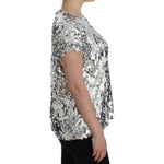 Dolce & Gabbana Silver Sequined Crewneck Blouse T-shirt Top SIG13202-2