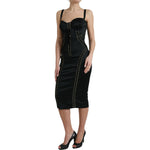 Dolce & Gabbana Black Bustier Corset Lace Bodycon Midi Dress DR281005-42