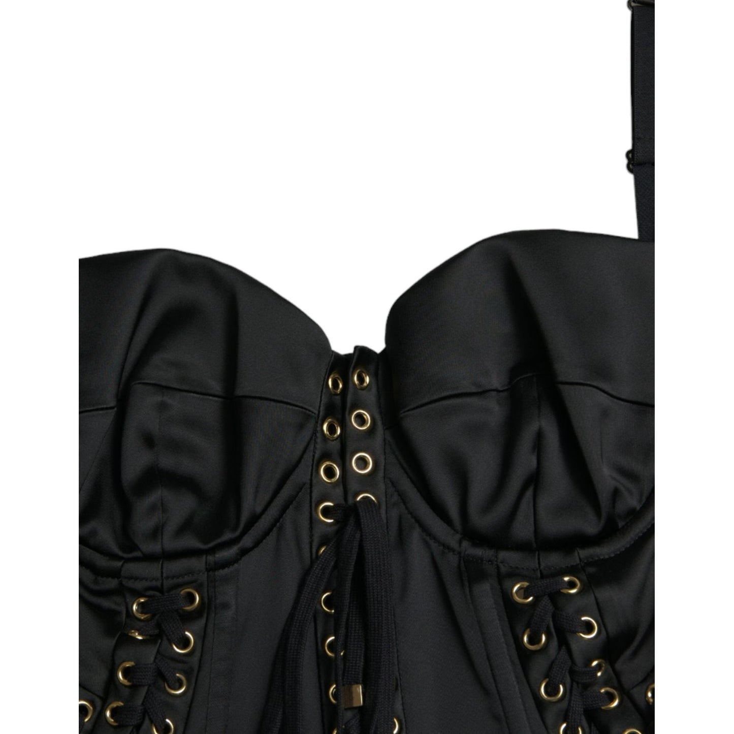 Dolce & Gabbana Black Bustier Corset Lace Bodycon Midi Dress DR281005-42