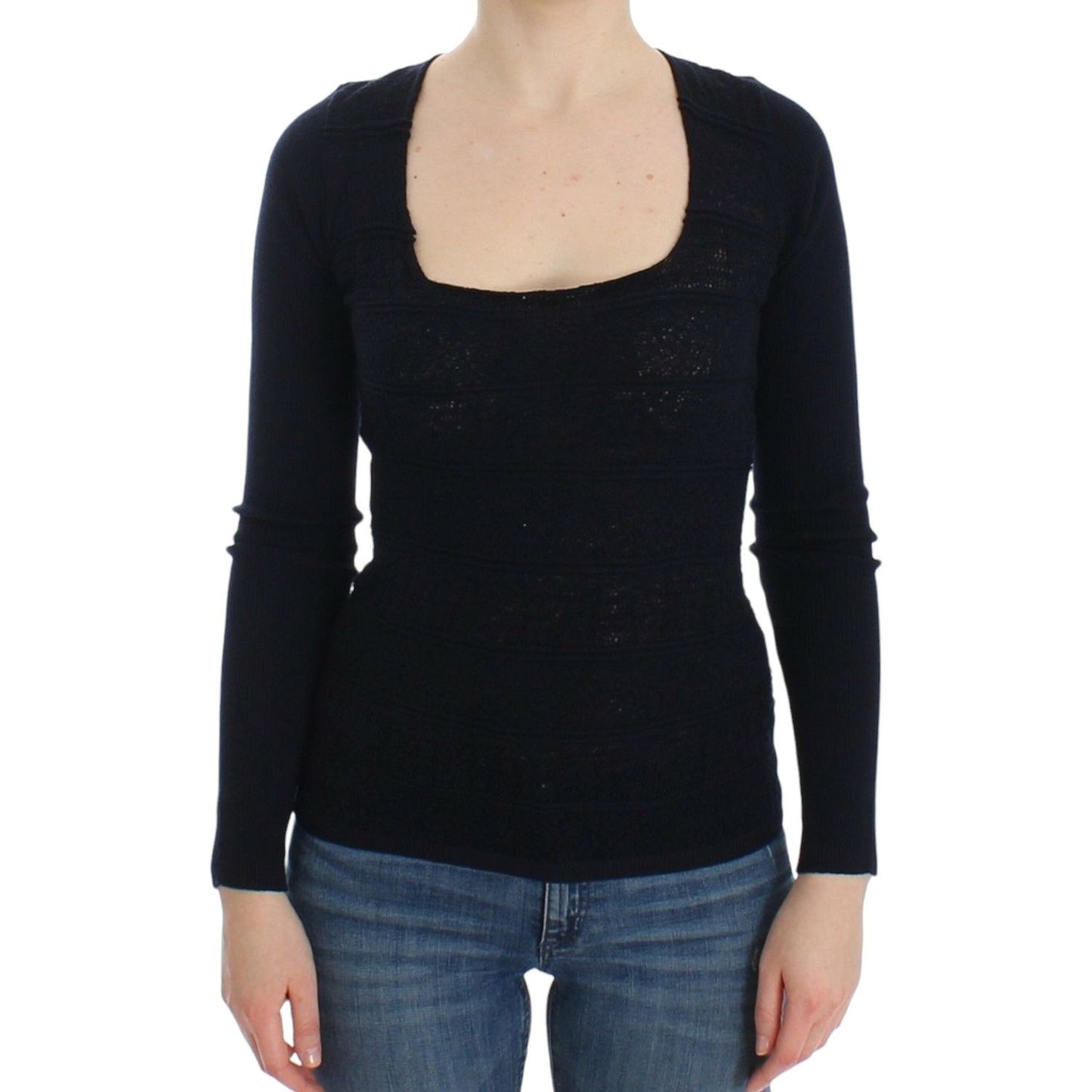 Ermanno Scervino Blue Knitted Wool Stretch Sweater Top SIG12582-2