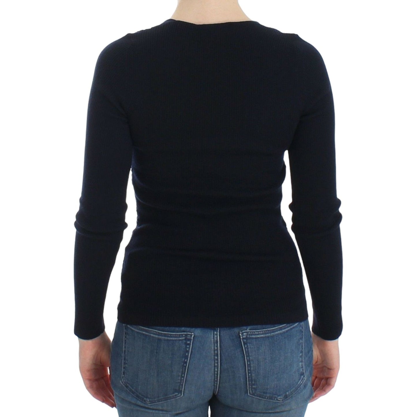 Ermanno Scervino Blue Knitted Wool Stretch Sweater Top SIG12582-2