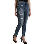 Dolce & Gabbana Dark Blue Distressed GRACE Skinny Denim Jeans PAN75008-40