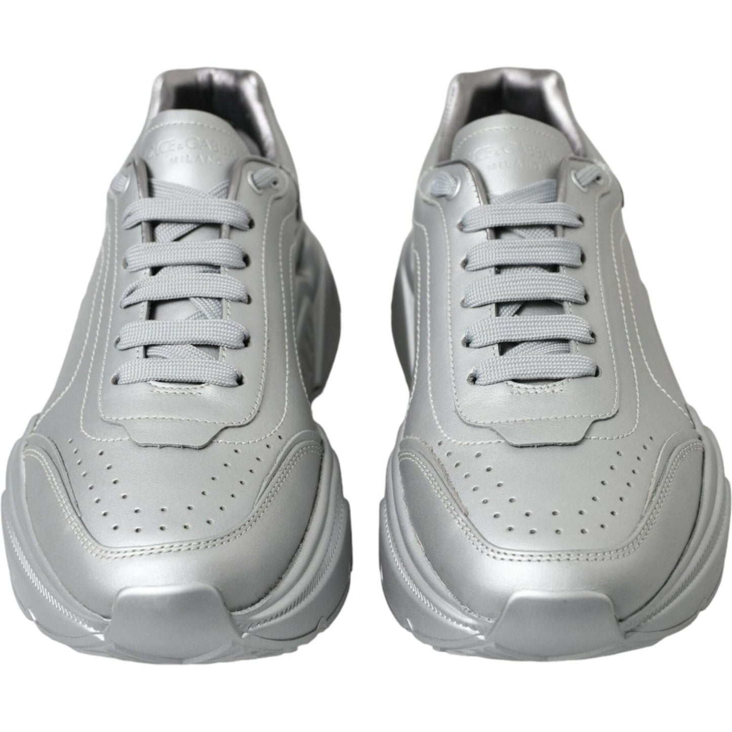 Dolce & Gabbana Silver DAYMASTER Leather Men Casual Sneakers Shoes MV5291-40